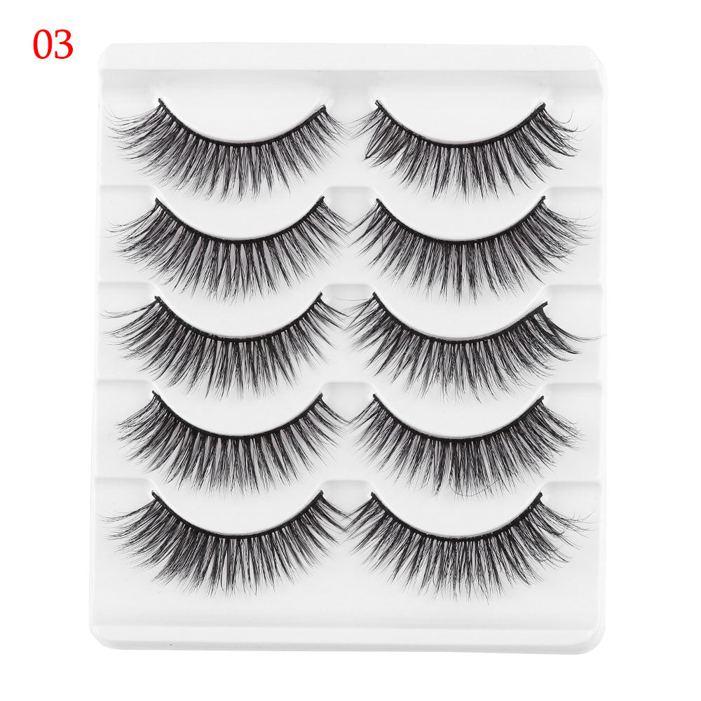 5 Pairs 3D Faux Mink Hair False Eyelashes Wispies Fluffies Drama Natural Long Soft Handmade Cruelty-free Black Lashes