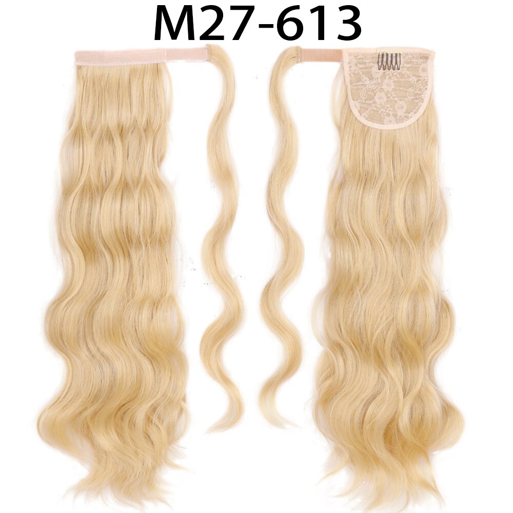 Synthetic Ponytail Extension Long Black Drawstring Wavy Ponytail Hair for Women Body Wavy Ponytail