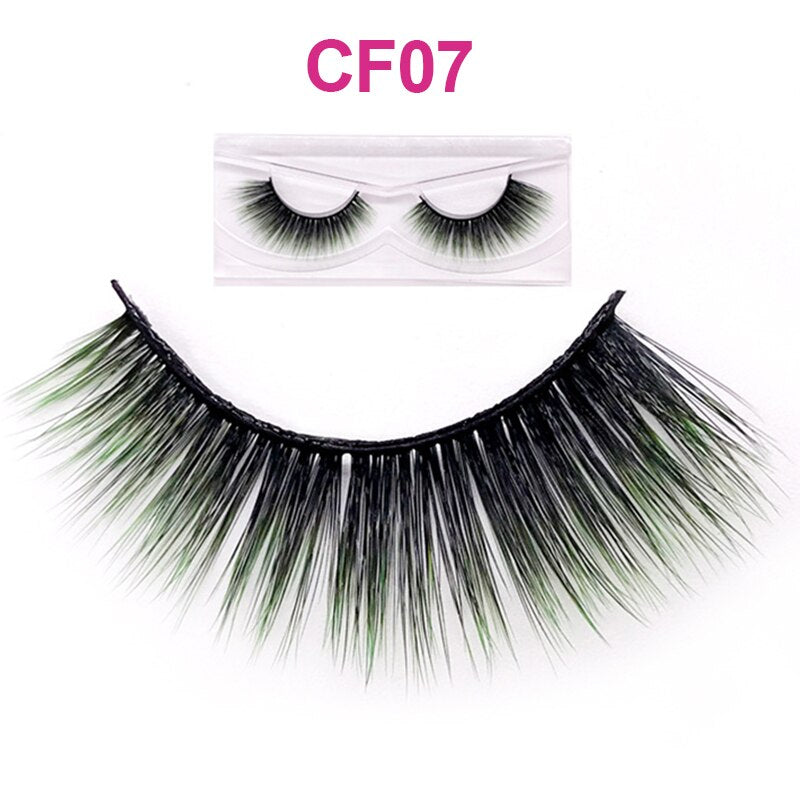 Fluffy Thick Dramatic 3D Faux Mink Colored Eyelashes Pink Red Natural Synthetic Colorful Rainbow Color Eye Lashes for Holiday