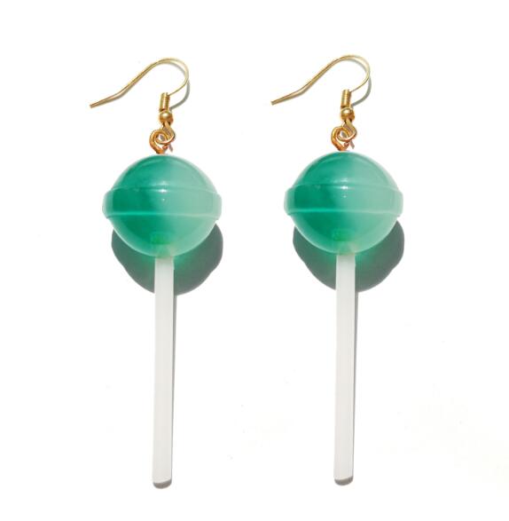 Resin Lollipop Drop Earrings Jewelry Custom Made Handmade Cute Cotton Candy