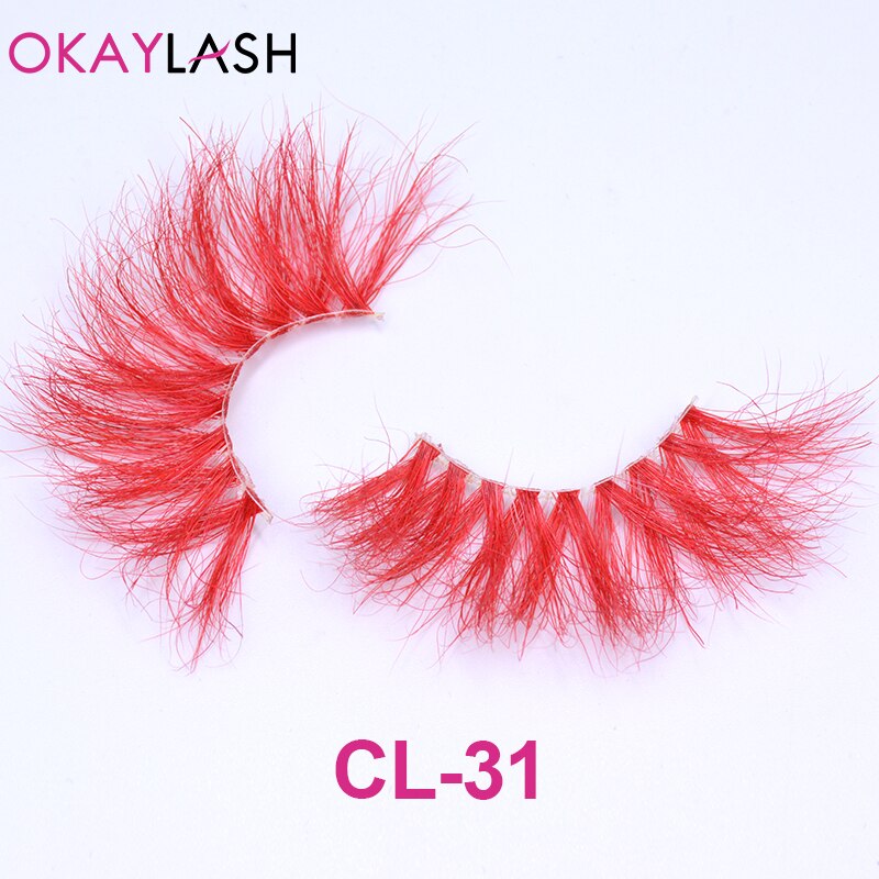 1pair/box real mink color 25mm long siberian eyelashes costume fancy ball dramatic unique colored red blue fake lashes