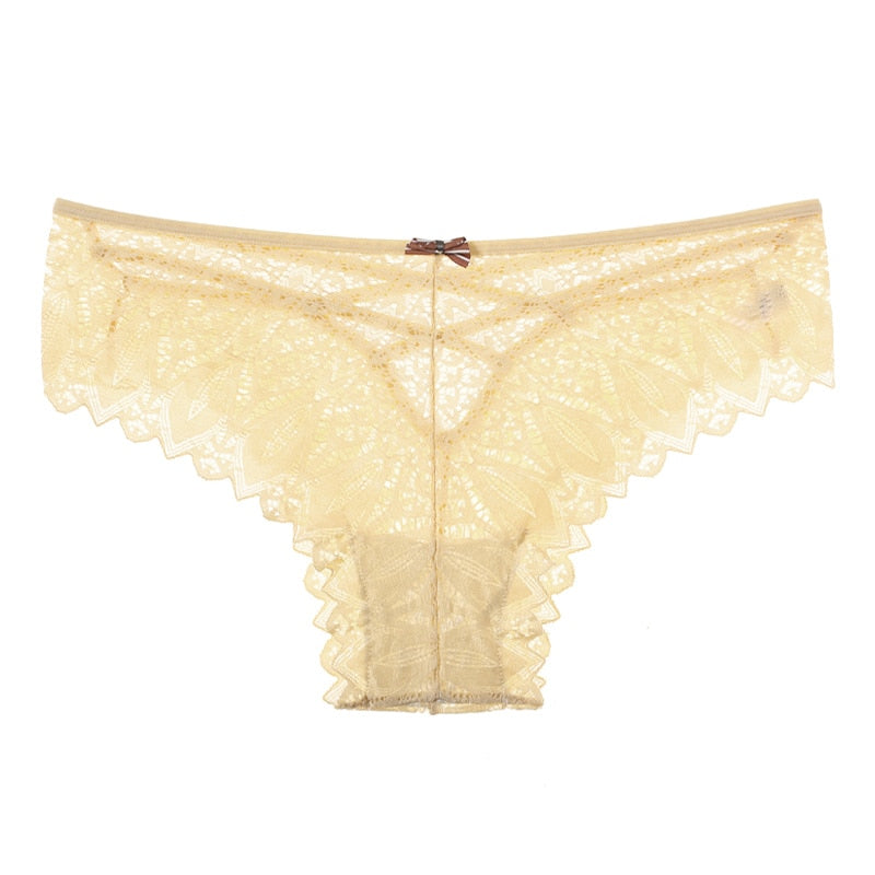 Panties Women Lace Underwear Sexy Low-Waist Briefs Hollow Out G String Underpant Solid Comfortable Lingerie