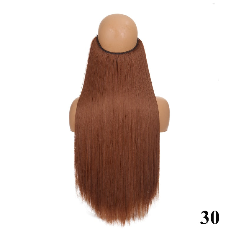 Invisible Wire No Clip One Piece Hair Extensions Secret Fish Line Hair Pieces Wave Straight Synthetic Fake 24 inch
