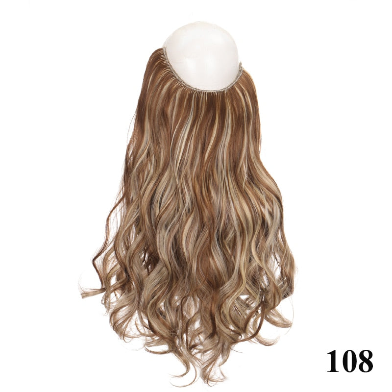 Invisible Wire No Clip One Piece Hair Extensions Secret Fish Line Hair Pieces Wave Straight Synthetic Fake 24 inch