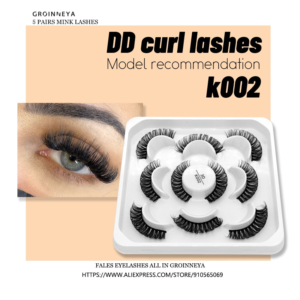 DD Curl 10-23mm Lashes 3D Mink Eyelashes Reusable Fluffy Strip Lashes eyelashes extensions