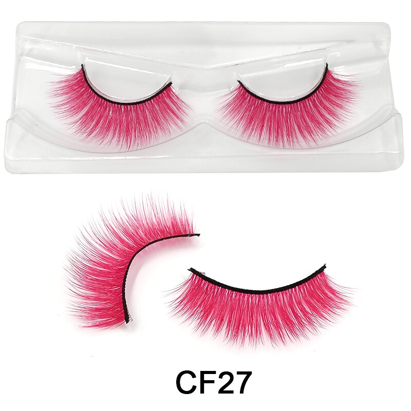 Red Blue Purple Pink Mix 3D Faux Mink Colored Eyelashes Ombre Vegan Strip Lashes Natural Dramatic Fluffy Colourful Cilias Party