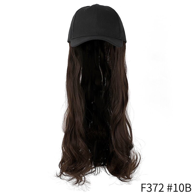 Baseball Cap Short Wig Curly Synthetic Hair Wig Natural Black Knit Hat Wigs Naturally Adjustable