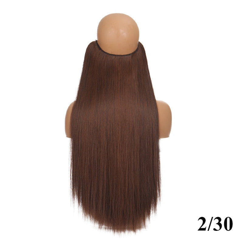Invisible Wire No Clip One Piece Hair Extensions Secret Fish Line Hair Pieces Wave Straight Synthetic Fake 24 inch