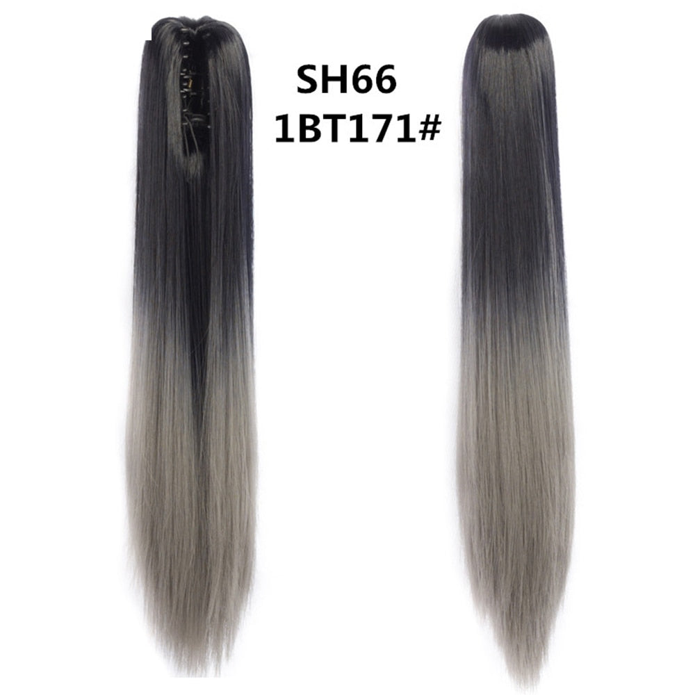 20Inch Short Curly Wavy Ponytail Hair Extensions Synthetic Claw On Hairpieces For Women Brown Black Color