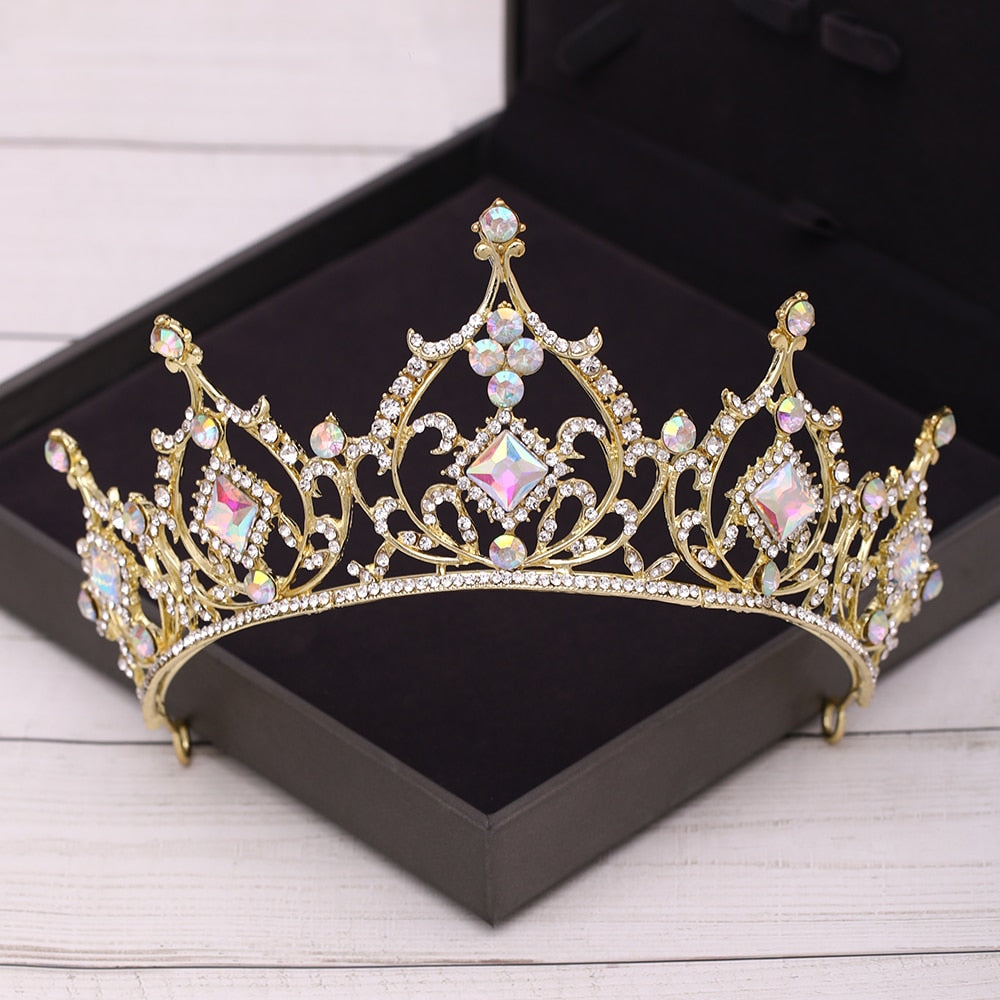 Bridal Crown Golden Wedding Hair Accessories Crystal Rhinestone Bride Wedding Tiaras and Crowns Headpiece Diadema Hair Ornament