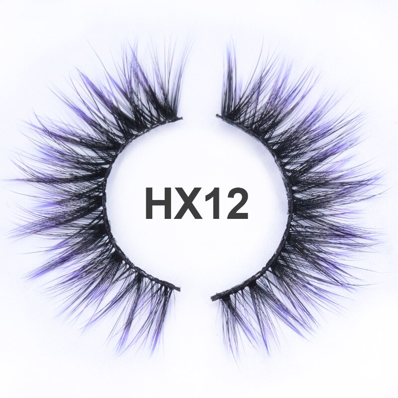 Fluffy Thick Dramatic 3D Faux Mink Colored Eyelashes Pink Red Natural Synthetic Colorful Rainbow Color Eye Lashes for Holiday