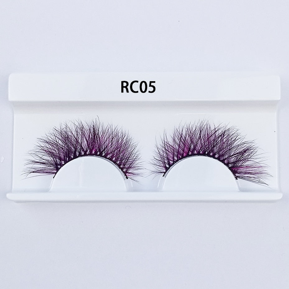 1pair Transparent stem Colored Mink Lashes 15mm-25mm False Eyelashes Soft Tousled 3D Spectacular Long Natural Mink