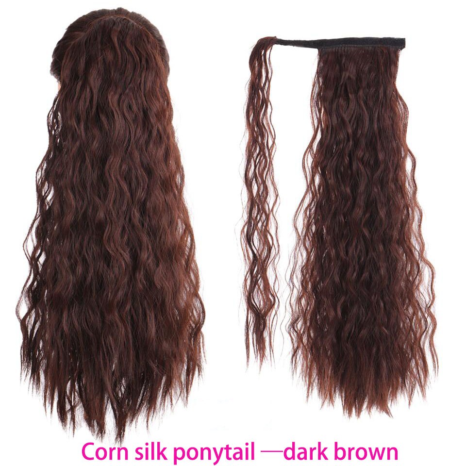 Synthetic Long Straight Wrap Around Clip In Ponytail Hair Extension Heat Resistant Hair Wig