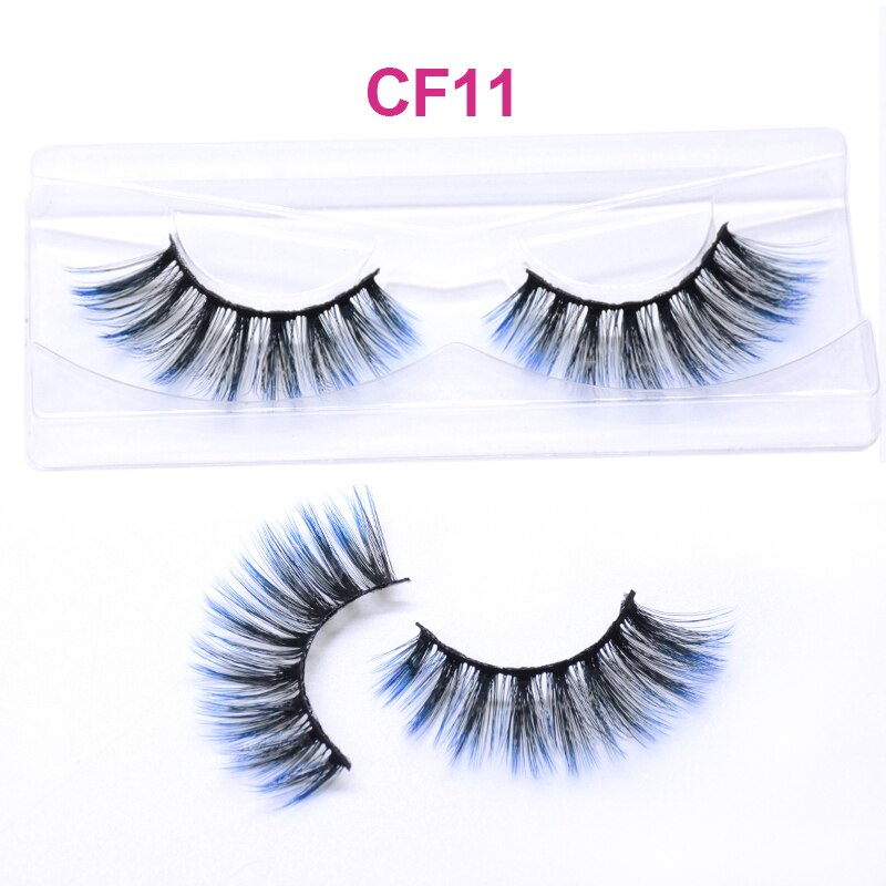 Fluffy Thick Dramatic 3D Faux Mink Colored Eyelashes Pink Red Natural Synthetic Colorful Rainbow Color Eye Lashes for Holiday