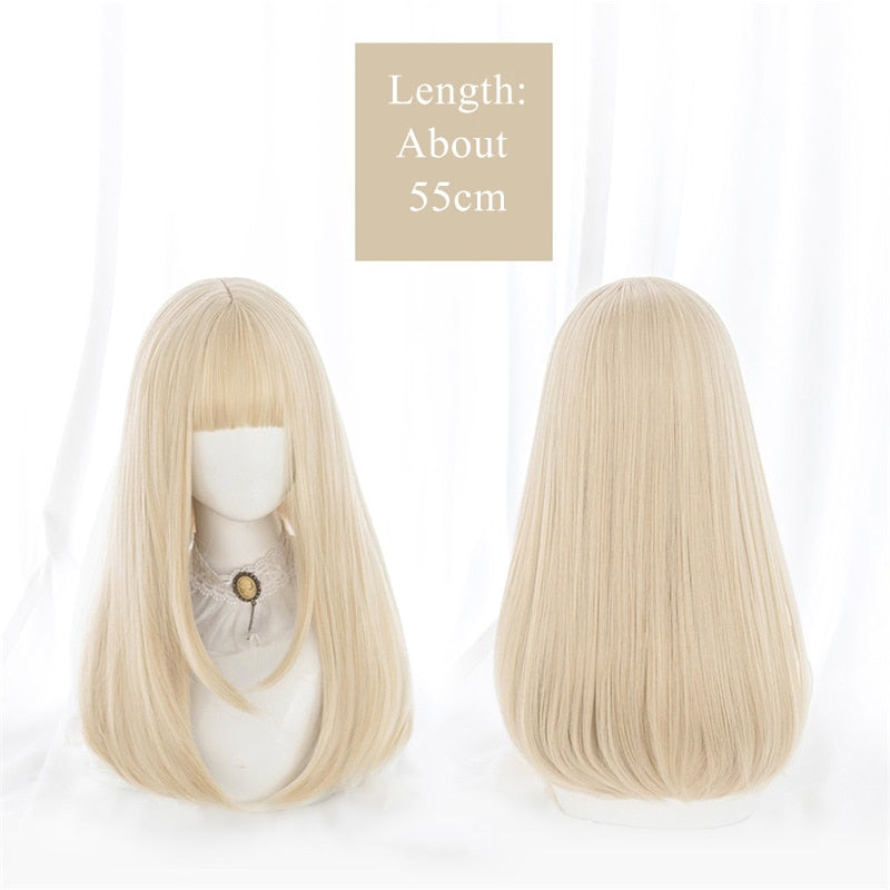 Synthetic Hair Black and Pink Wig Long Straight Hair Cosplay Lolita Wig Two Tone Ombre Color Women Heat Resistant Wigs