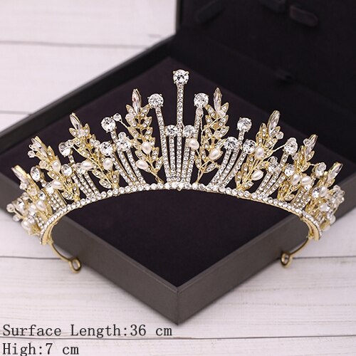 Bridal Crown Golden Wedding Hair Accessories Crystal Rhinestone Bride Wedding Tiaras and Crowns Headpiece Diadema Hair Ornament