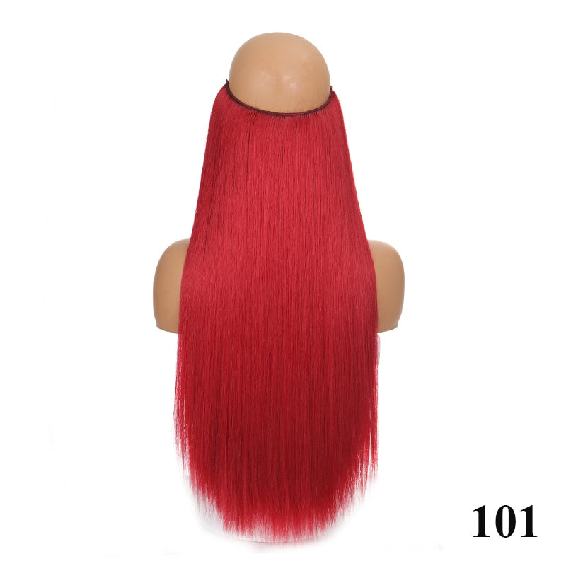 Invisible Wire No Clip One Piece Hair Extensions Secret Fish Line Hair Pieces Wave Straight Synthetic Fake 24 inch