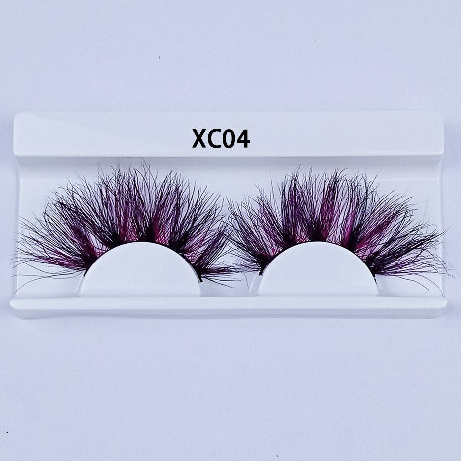 Colored Mink Eyelashes 25mm Lashes Fluffy Messy 3D False Eyelashes Dramatic Long Natural Mink fake Lashes