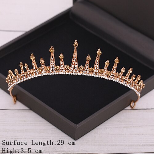 Bridal Crown Golden Wedding Hair Accessories Crystal Rhinestone Bride Wedding Tiaras and Crowns Headpiece Diadema Hair Ornament