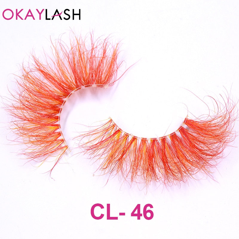 1pair/box real mink color 25mm long siberian eyelashes costume fancy ball dramatic unique colored red blue fake lashes