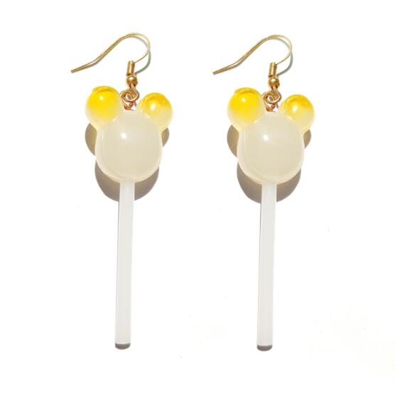Resin Lollipop Drop Earrings Jewelry Custom Made Handmade Cute Cotton Candy