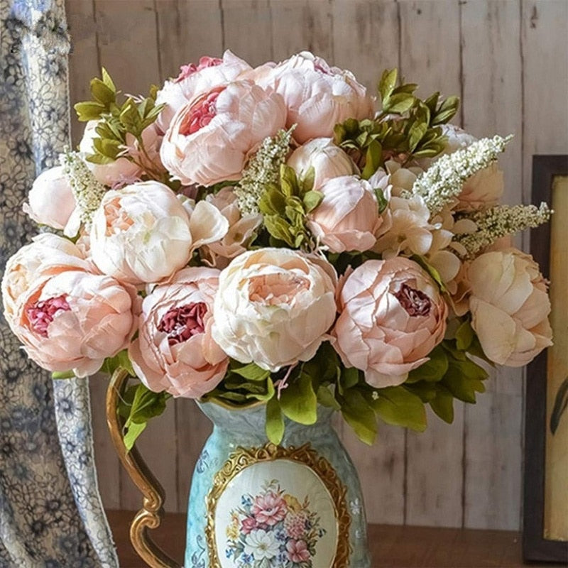  European Artificial Peony Flowers Silk 