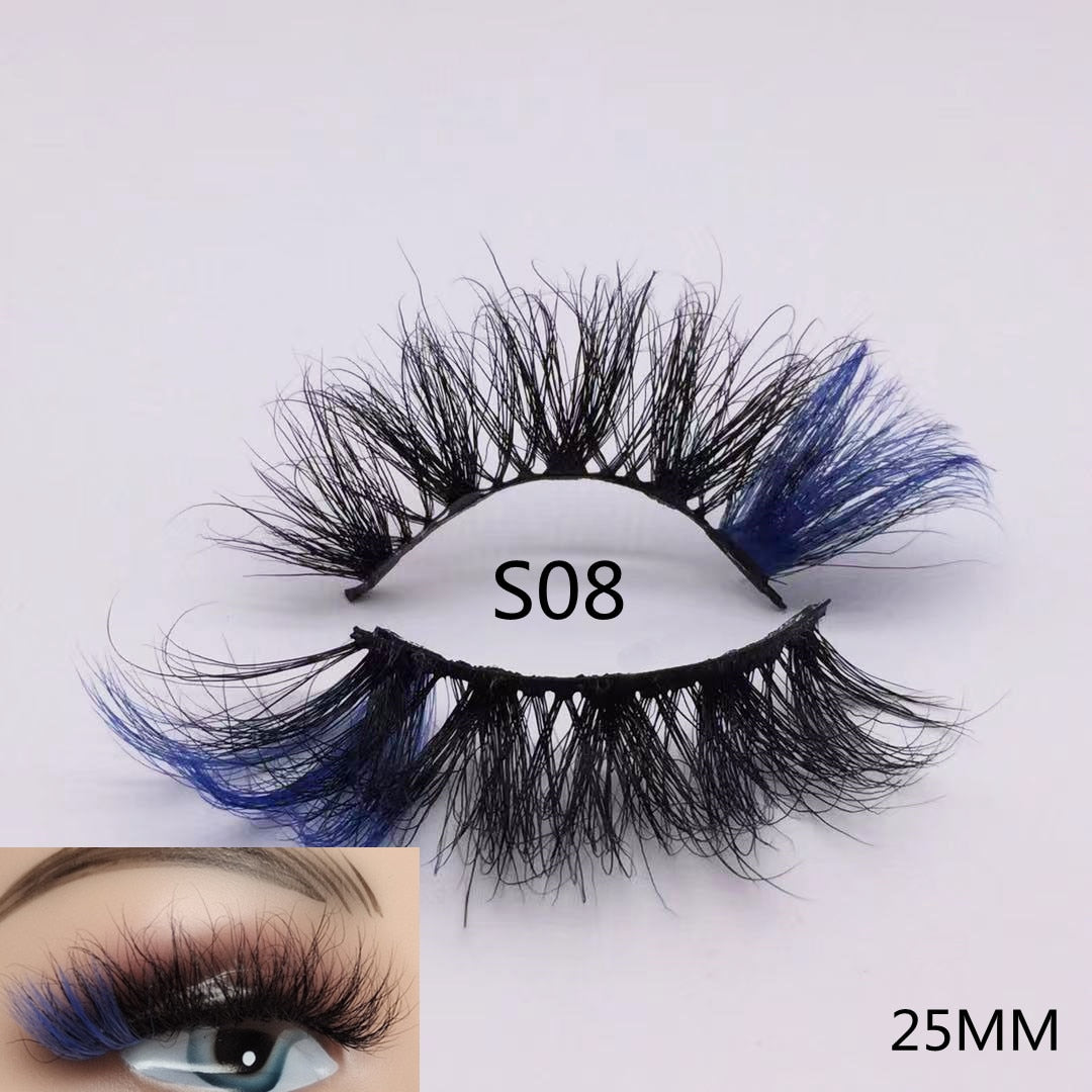 3D Mixed Color Mink Lashes Beauty Natural Individual Eyelashes Fluffy Lash Extension mix pink blue dramatic lash