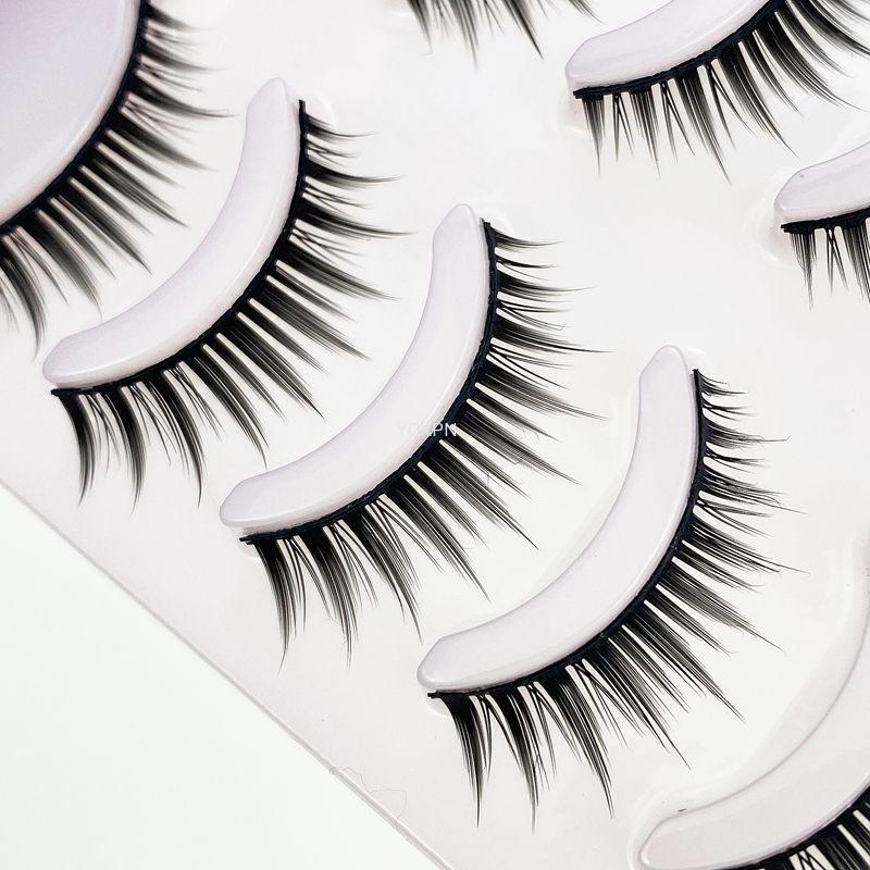 Japanese Natural Eyelashes Cos Thick Eyelashes Prom Performance Long Crossed Eyelashes 5 Pairs Lashes