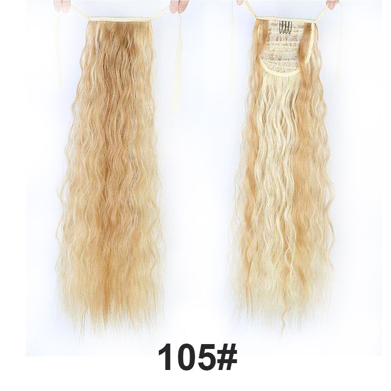 Natural Wave Pony Tail Fake Hair Extension Heat Resistant Synthetic Long Wavy Wrap Around Clip In Ponytail Hair