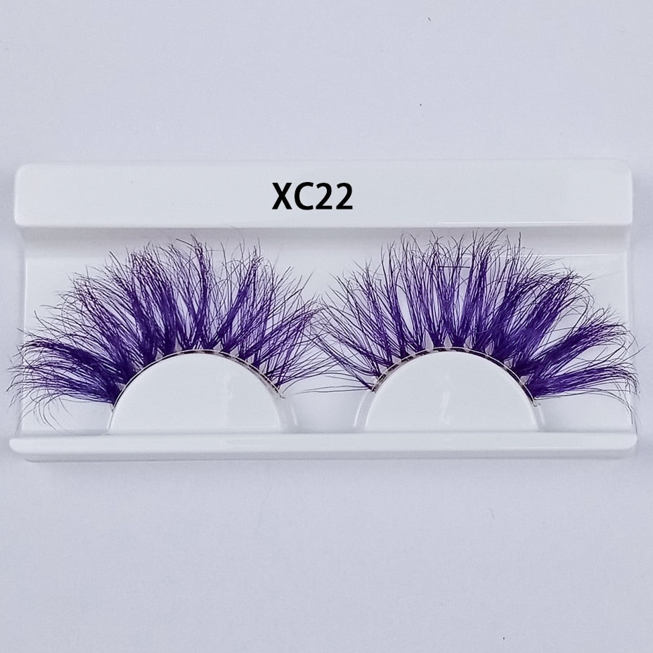 Colored Mink Eyelashes 25mm Lashes Fluffy Messy 3D False Eyelashes Dramatic Long Natural Mink fake Lashes