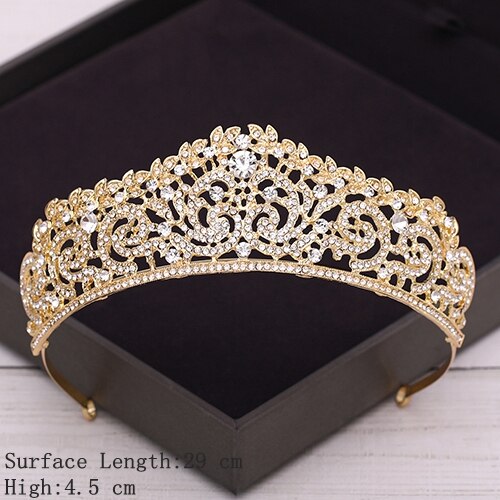 Bridal Crown Golden Wedding Hair Accessories Crystal Rhinestone Bride Wedding Tiaras and Crowns Headpiece Diadema Hair Ornament
