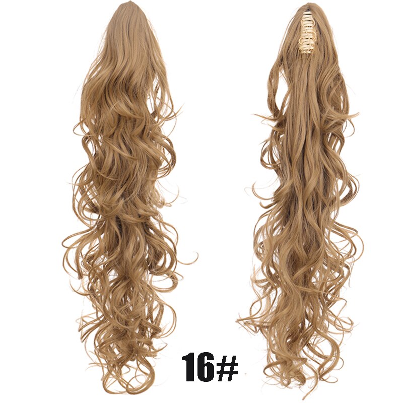 Synthetic 24inch Claw Clip Ponytail Extension Wavy Ponytail Long Straight Hair Ponytail Extension Clip Type Woman Wig