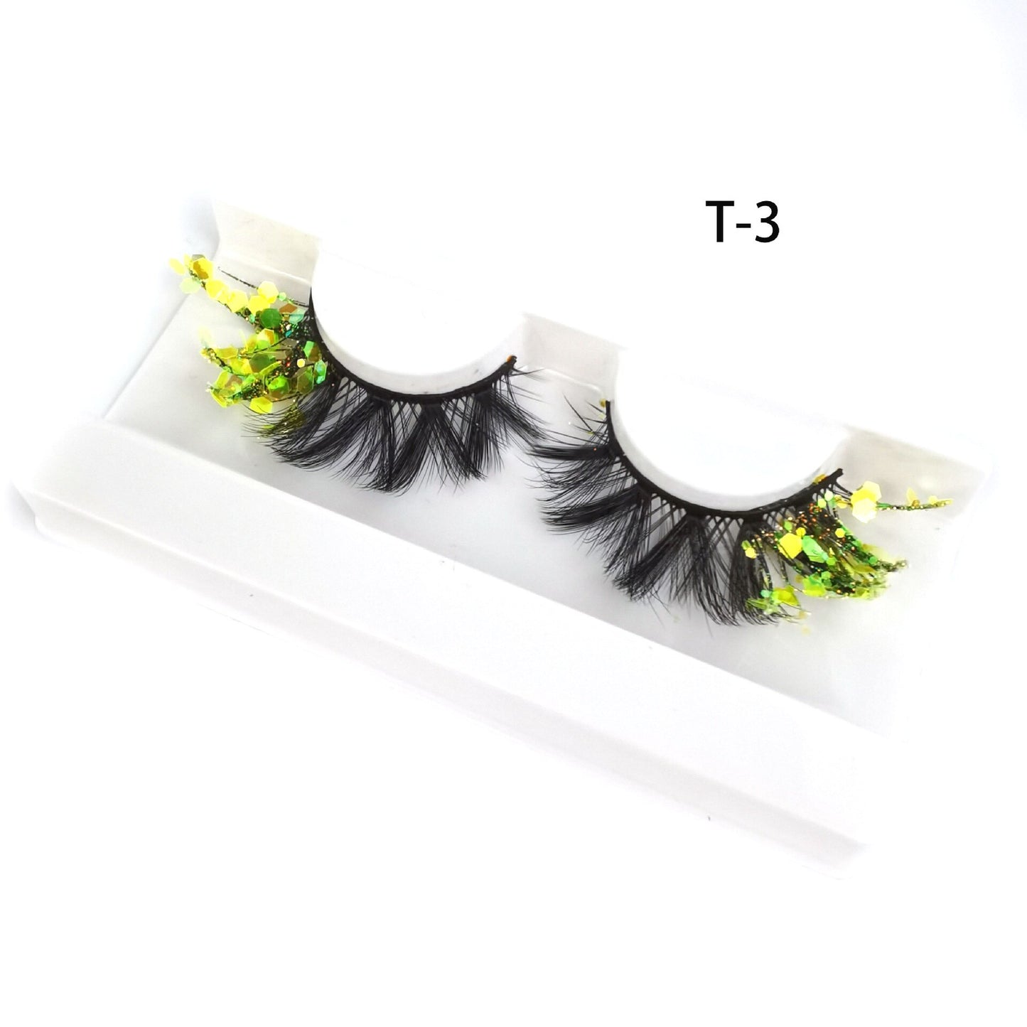 3 Pair Colored Shining Gold Glitter Eyelashes Handmade Dramatic Purple Colorful Rainbow Lashes For Party Show Halloween Cosplay