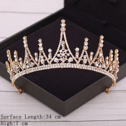 Bridal Crown Golden Wedding Hair Accessories Crystal Rhinestone Bride Wedding Tiaras and Crowns Headpiece Diadema Hair Ornament