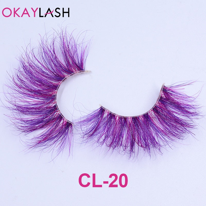 1pair/box real mink color 25mm long siberian eyelashes costume fancy ball dramatic unique colored red blue fake lashes