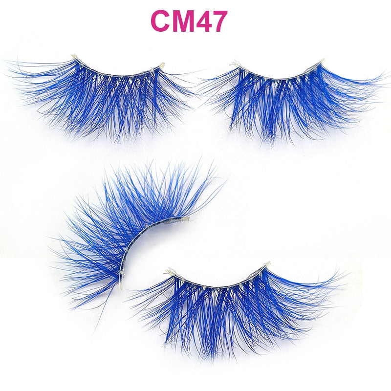 7 Colors Rainbow Eyelashes Princess Cilia Real Mink Fluffy Colored False Lashes for Halloween Party Cosplay