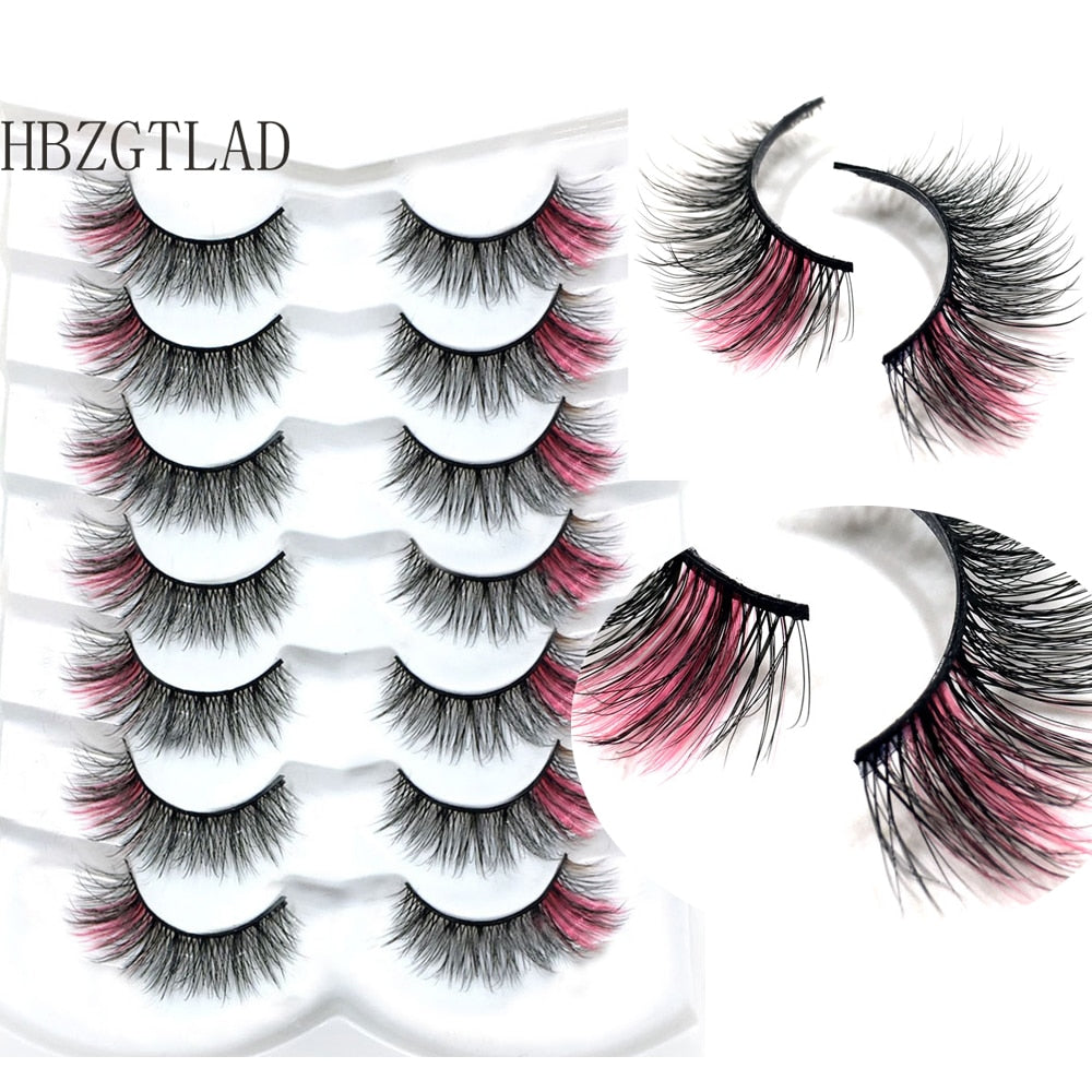 7pairs Colored Lashes 22 Styles 3d Mink Lashes Dramatic Colorful Natural Eyelashes Extension Fake Eyelashes