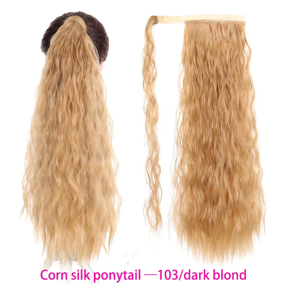 Synthetic Long Straight Wrap Around Clip In Ponytail Hair Extension Heat Resistant Hair Wig