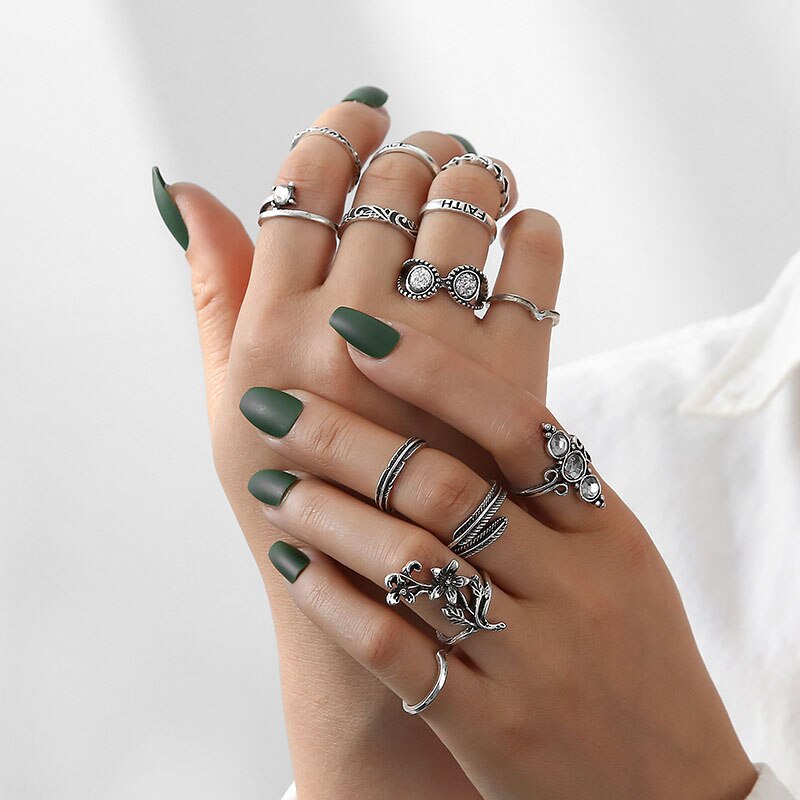 Vintage Rings Set For Women Boho Moon Star Knuckle Finger Ring Female Bohemian Gold Silver Color Jewelry Accessories