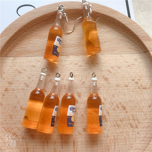 10pcs/pack  Beer Bottle Resin Earring Charms for Rarring Keychain Necklace Pendant Jewlery Findings Phone Charm