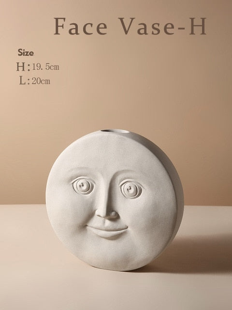 Nordic Creative Ceramic Face Vase Simple Decoration Bedroom Decor Livingroom Porch Home Decoration Art Vase