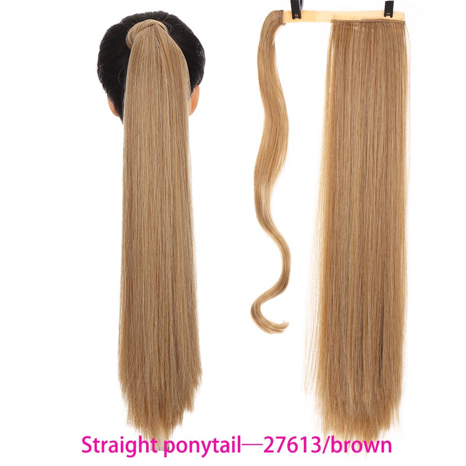 Synthetic Long Straight Wrap Around Clip In Ponytail Hair Extension Heat Resistant Hair Wig