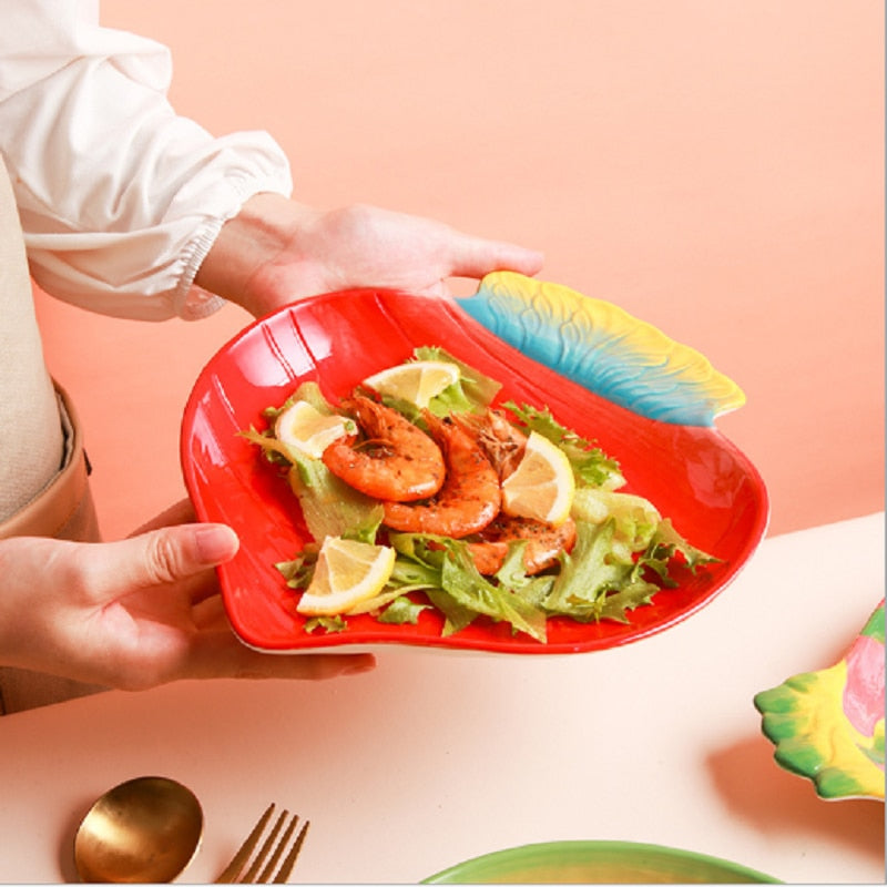 Fruit Shaped Ceramic Salad Plate Creative Cute Household Dishes Snack Dishes Withunfathomable Plate