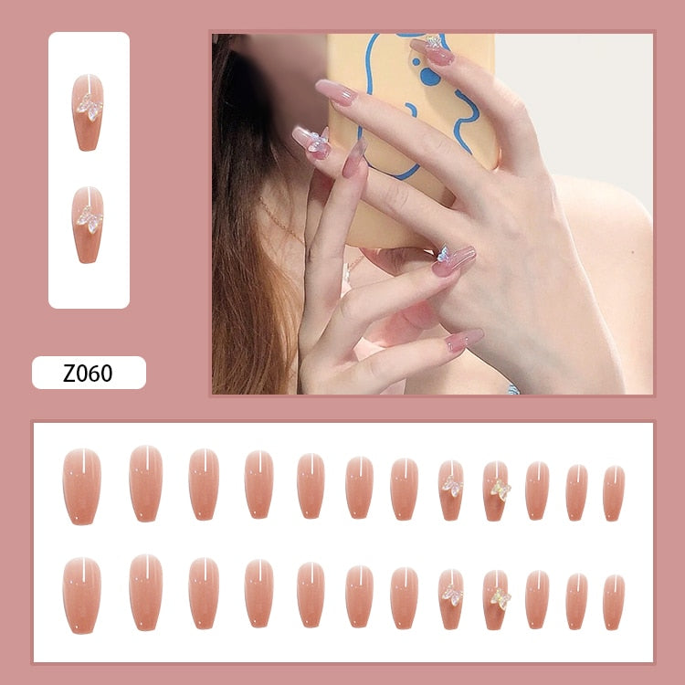24Pcs/Set 3D Butterfly Bow Bride Fresh and Elegant White Wear DIY Manicure Nail Art Tools