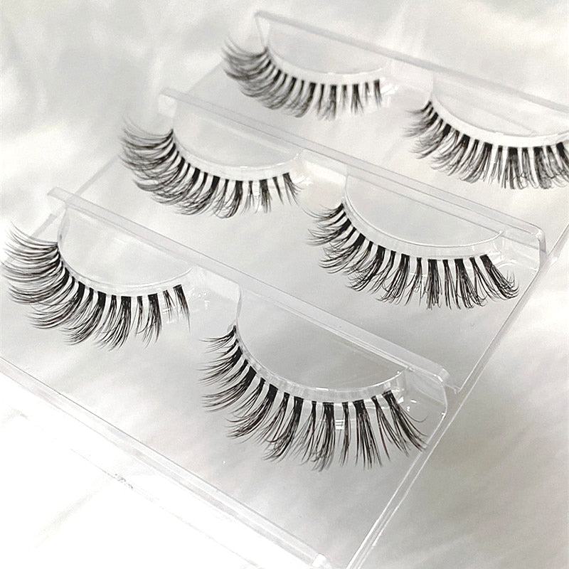 3D Mink Lashes Natural short Full Strip Transparent False Eyelashes