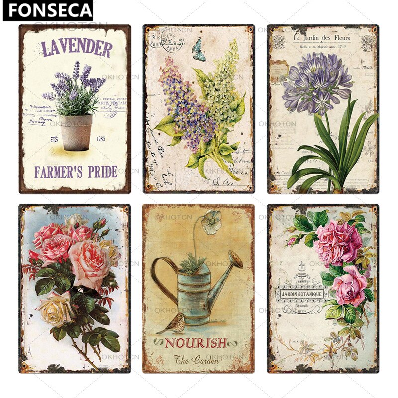 Garden Rules Metal Sign Vintage Metal Plaque Plates Decor For Pub Bar Home Wall Decor Tin Signs Flower Poster