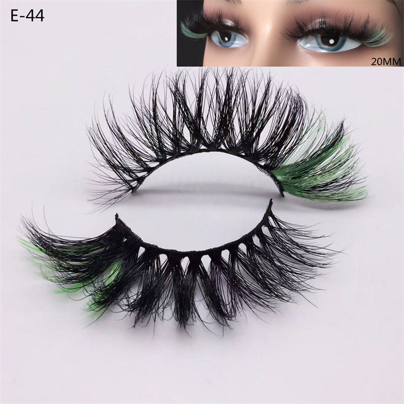 3D Mink Eyelashes Colorful 100% Mink Lashes Mix Color Pink Blue Red White False Eyelashes Fluffy Soft Cilias