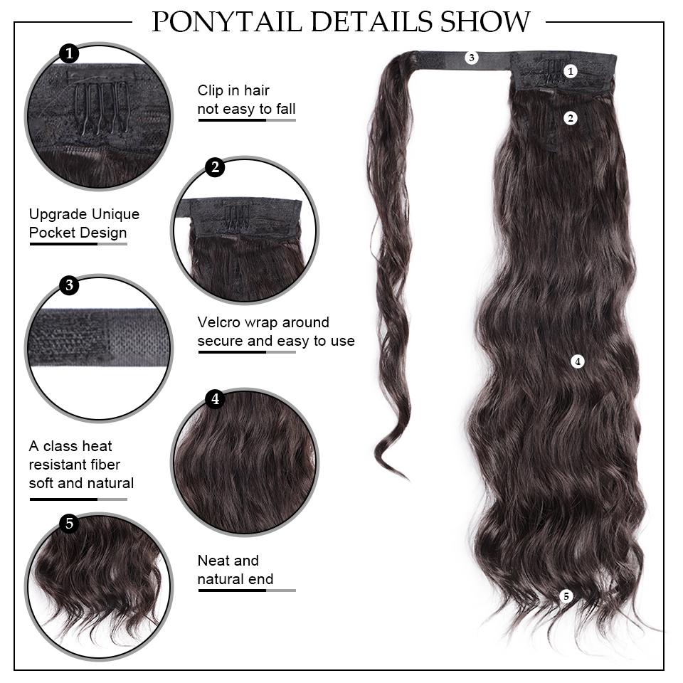 Synthetic Long Straight Wrap Around Clip In Ponytail Hair Extension Heat Resistant Hair Wig