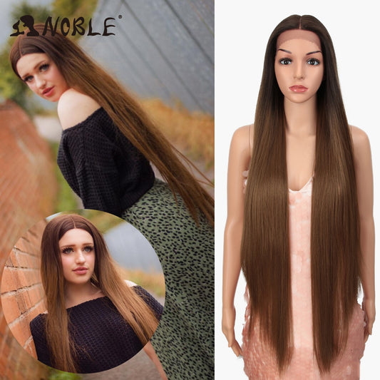 Noble Cosplay Wigs Straight Synthetic Lace WIg 38 Inch Ombre Blonde Lace Wig Cosplay Blonde Synthetic Lace Wig