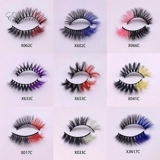 3D Mix Color False Lashes Ombre Natural Long Colorful Eyelashes Bulk Dramatic Makeup Fake Lash Colored Lashes